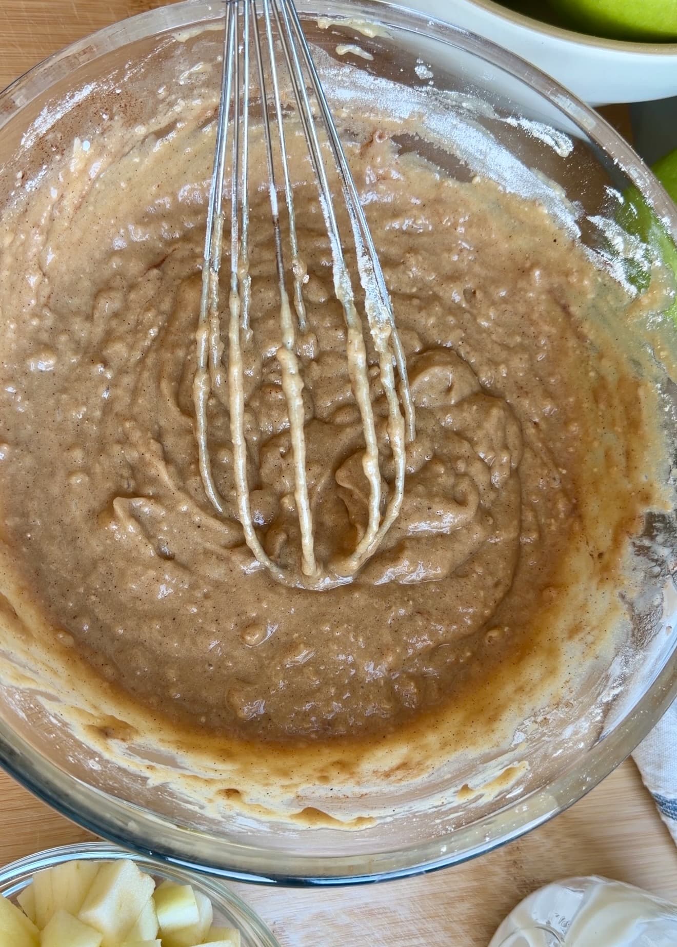 Finished spiced donut loaf batter before adding apples