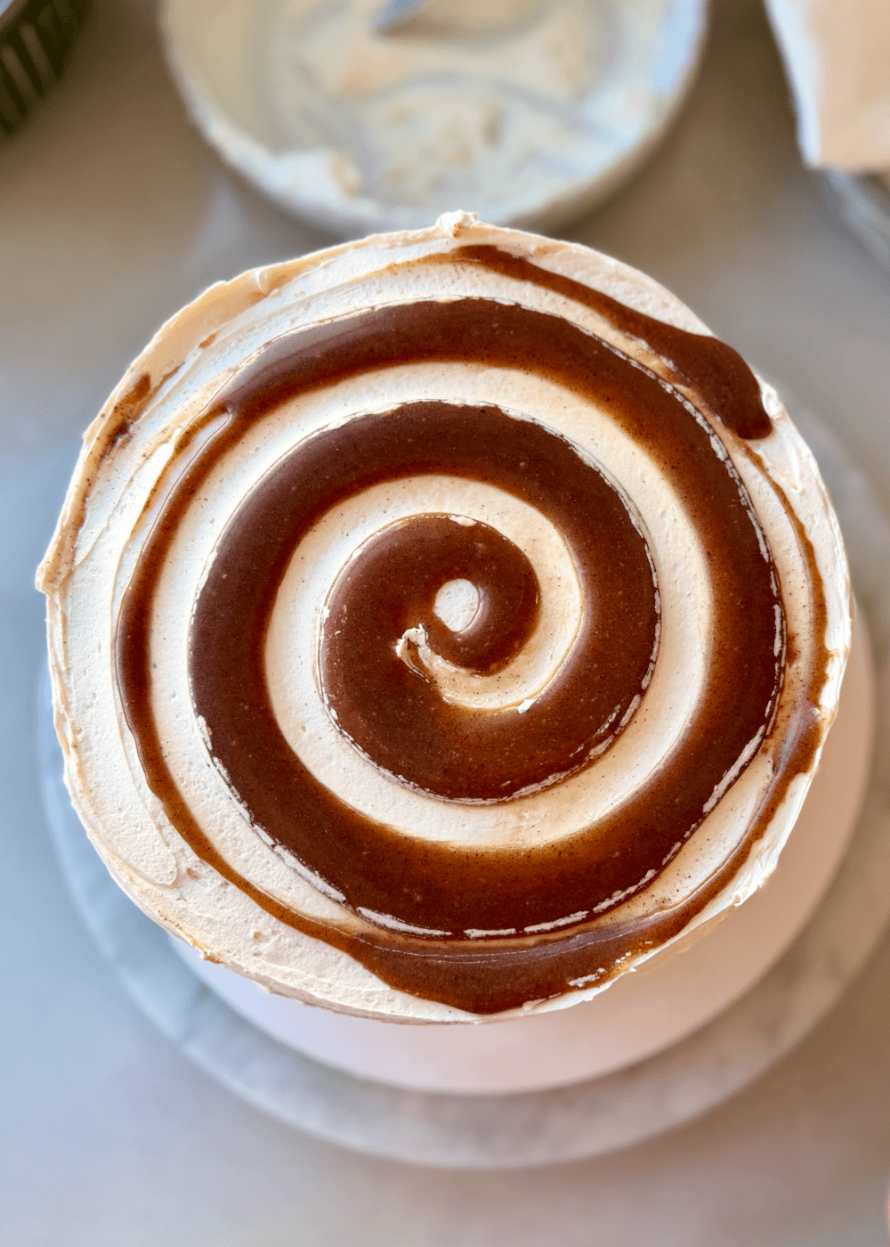 Banana Cinnamon Roll Lava Cake, finished and ready to serve