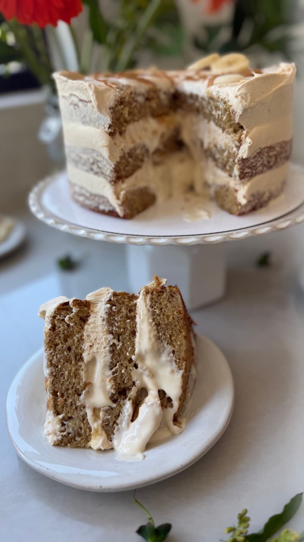 Banana Fluffernutter Lava Cake, finished and ready to serve