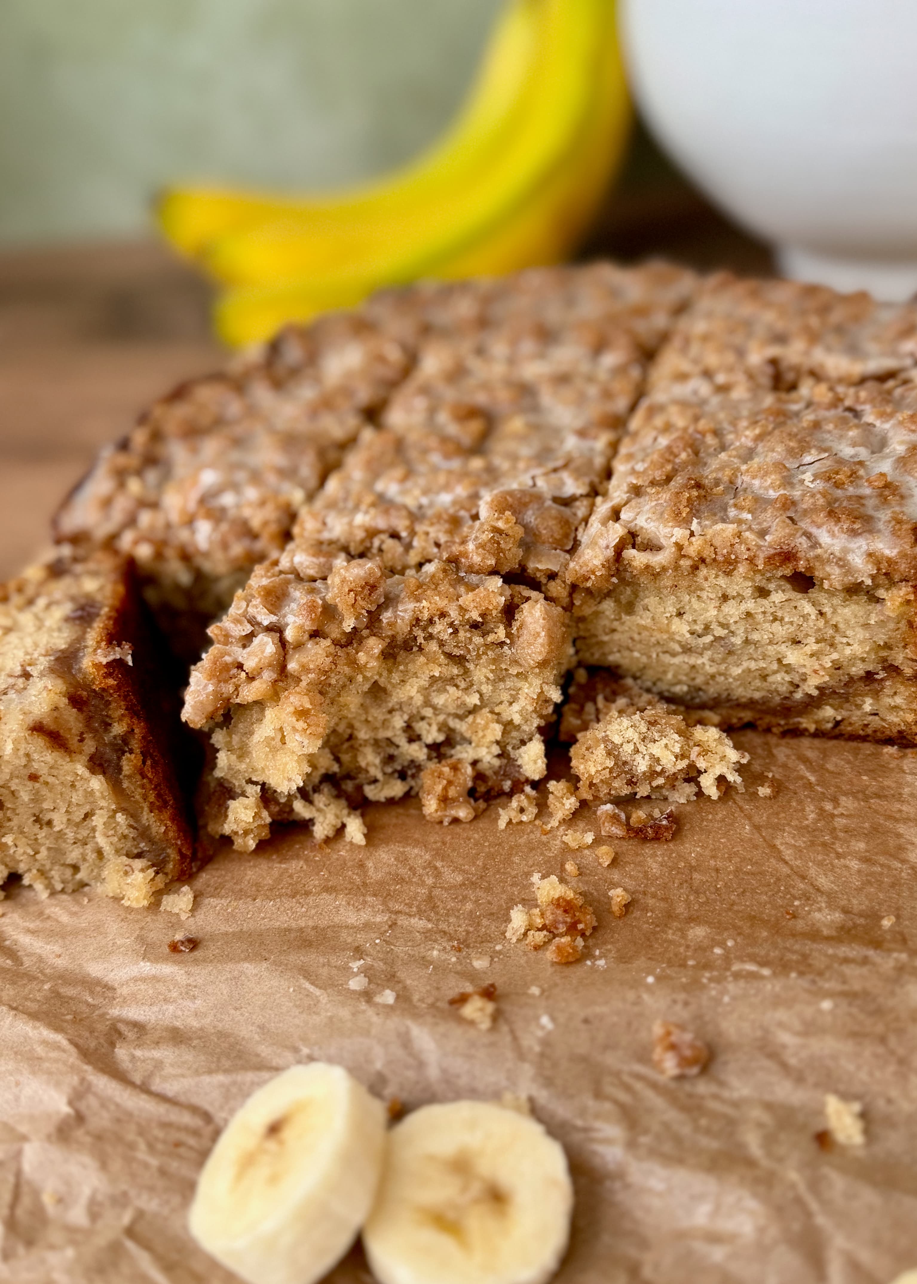 Banana Fritter Coffee Cake, finished and ready to serve