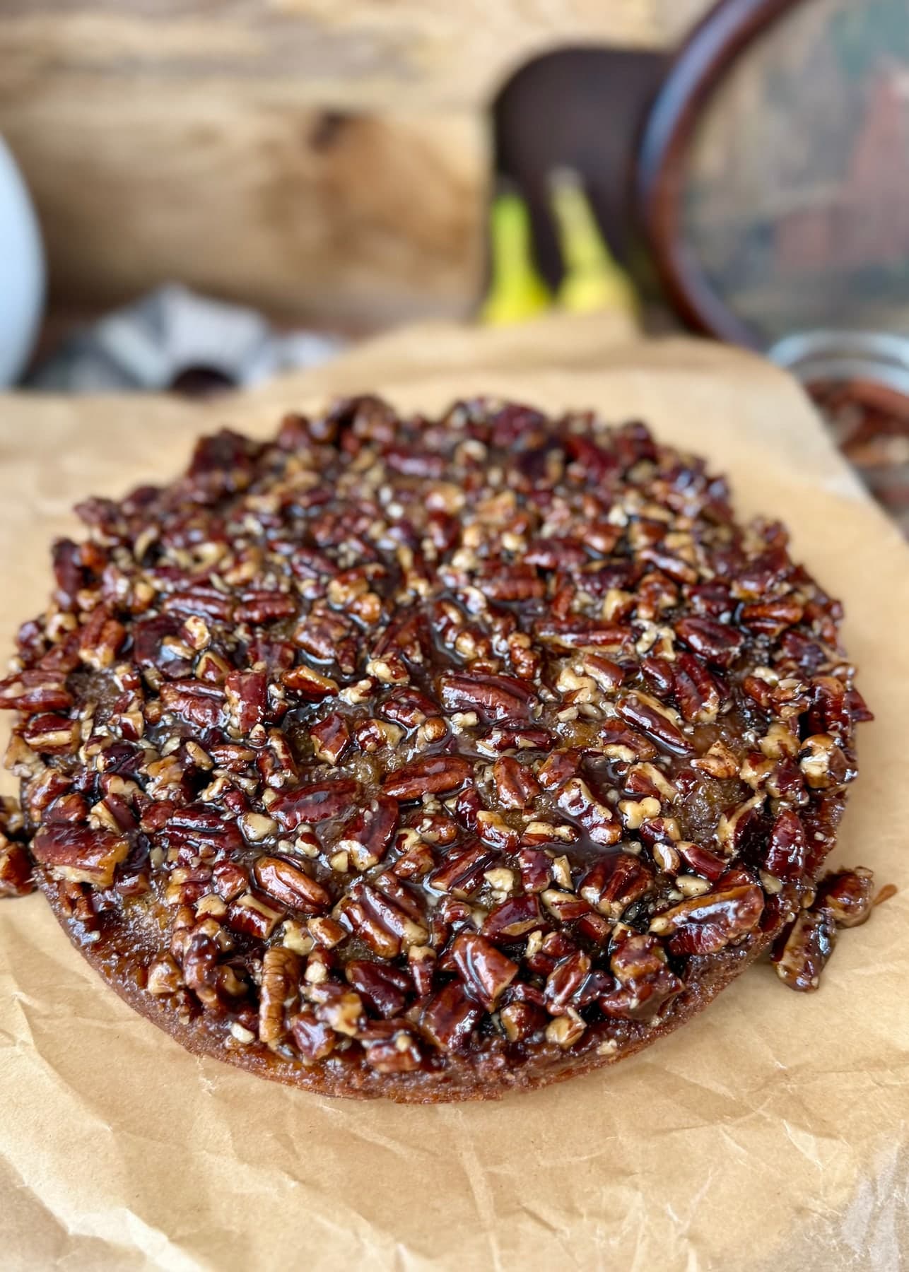 Banana Sticky Bun Cake, finished and ready to serve