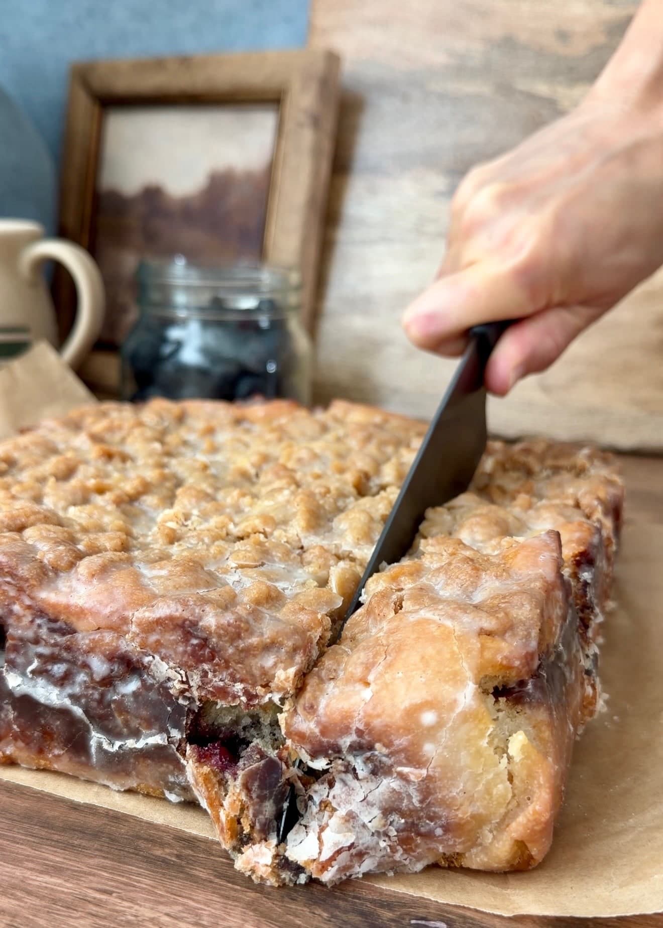 Blueberry Fritter Coffee Cake, finished and ready to serve