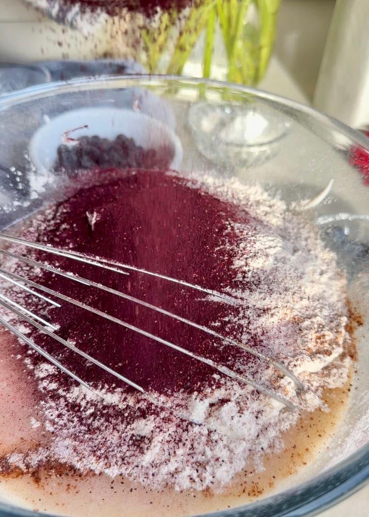 Blueberry Old-Fashioned Donut Loaf: blueberry powder