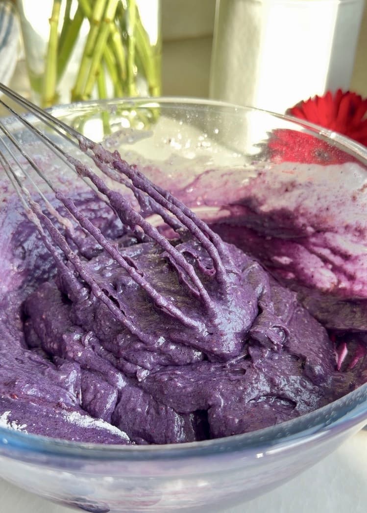 Blueberry Old-Fashioned Donut Loaf: finished batter