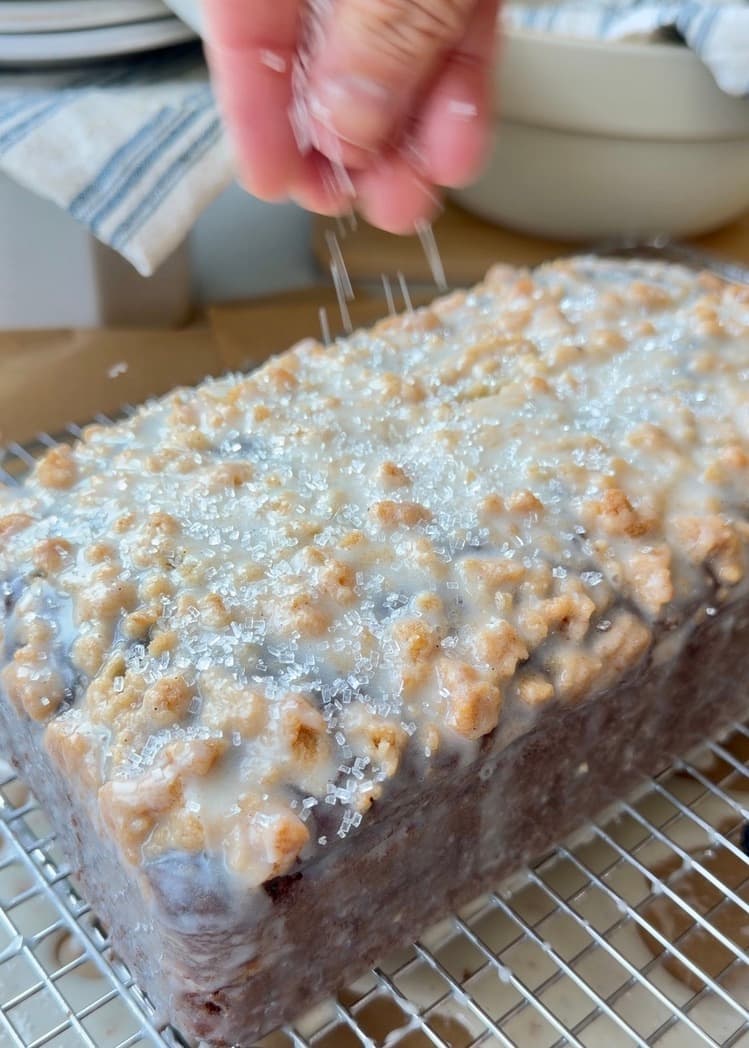 Blueberry Old-Fashioned Donut Loaf: finishing sugar