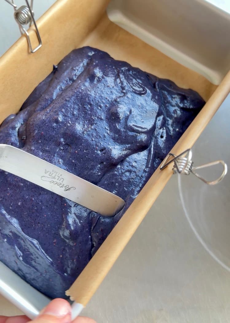 Blueberry Old-Fashioned Donut Loaf: first batter layer