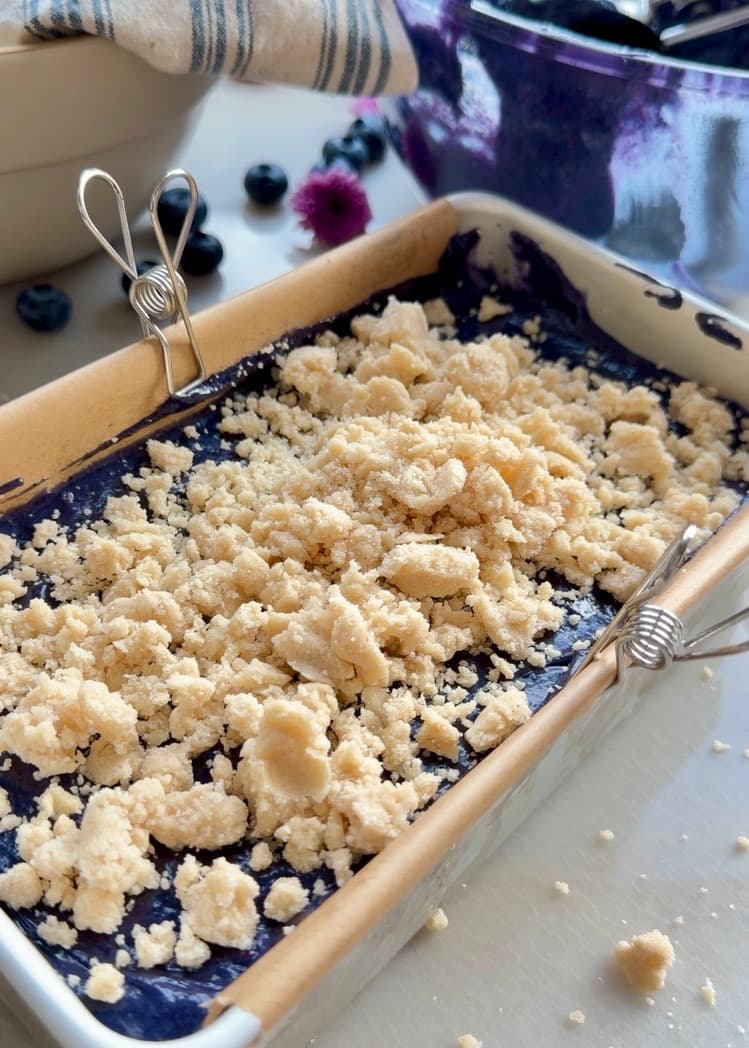 Blueberry Old-Fashioned Donut Loaf: top streusel