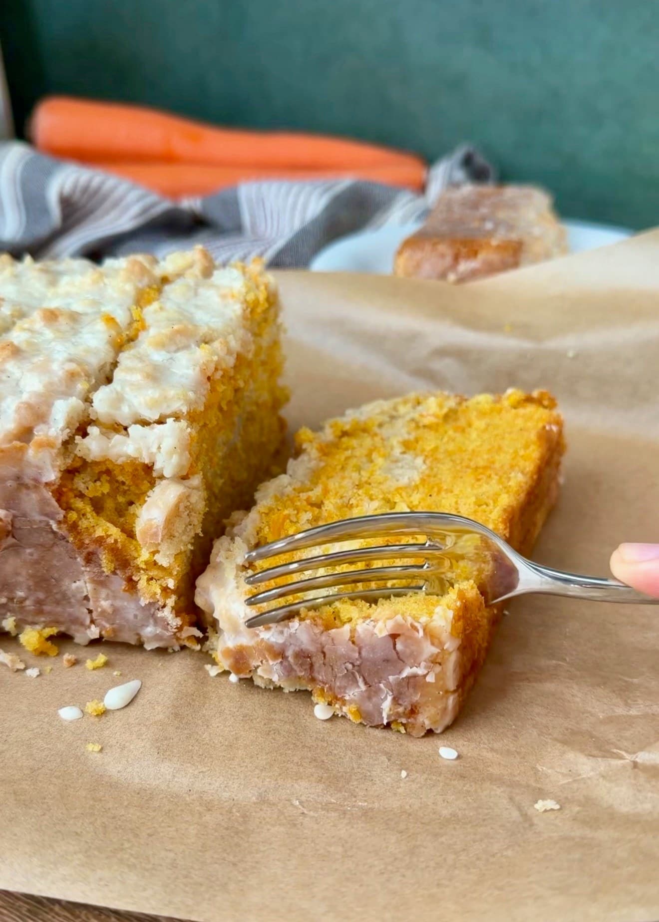 Carrot Cake Old-Fashioned Donut Loaf, finished and ready to serve