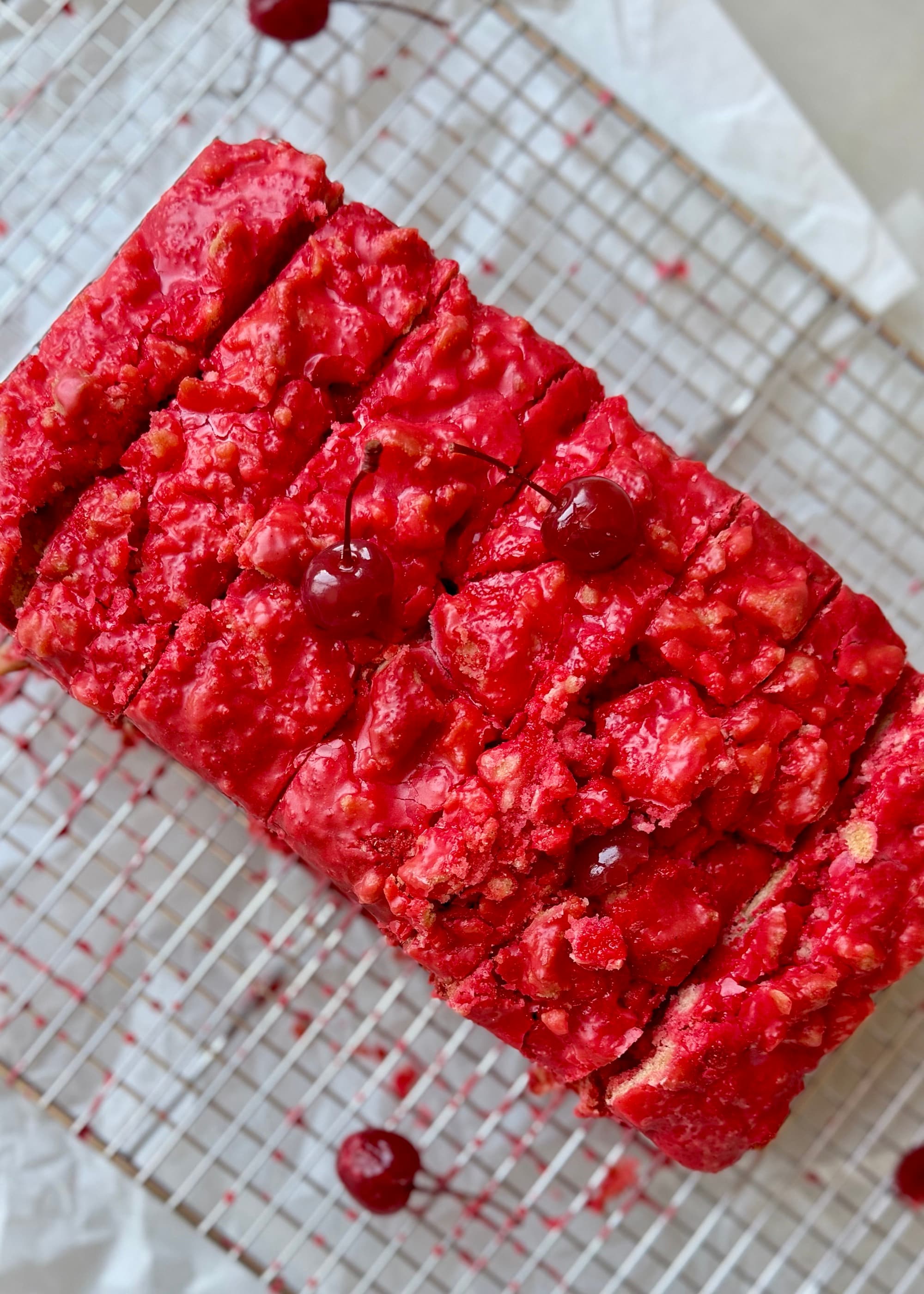 Cherry Old-Fashioned Donut Loaf, finished and ready to serve