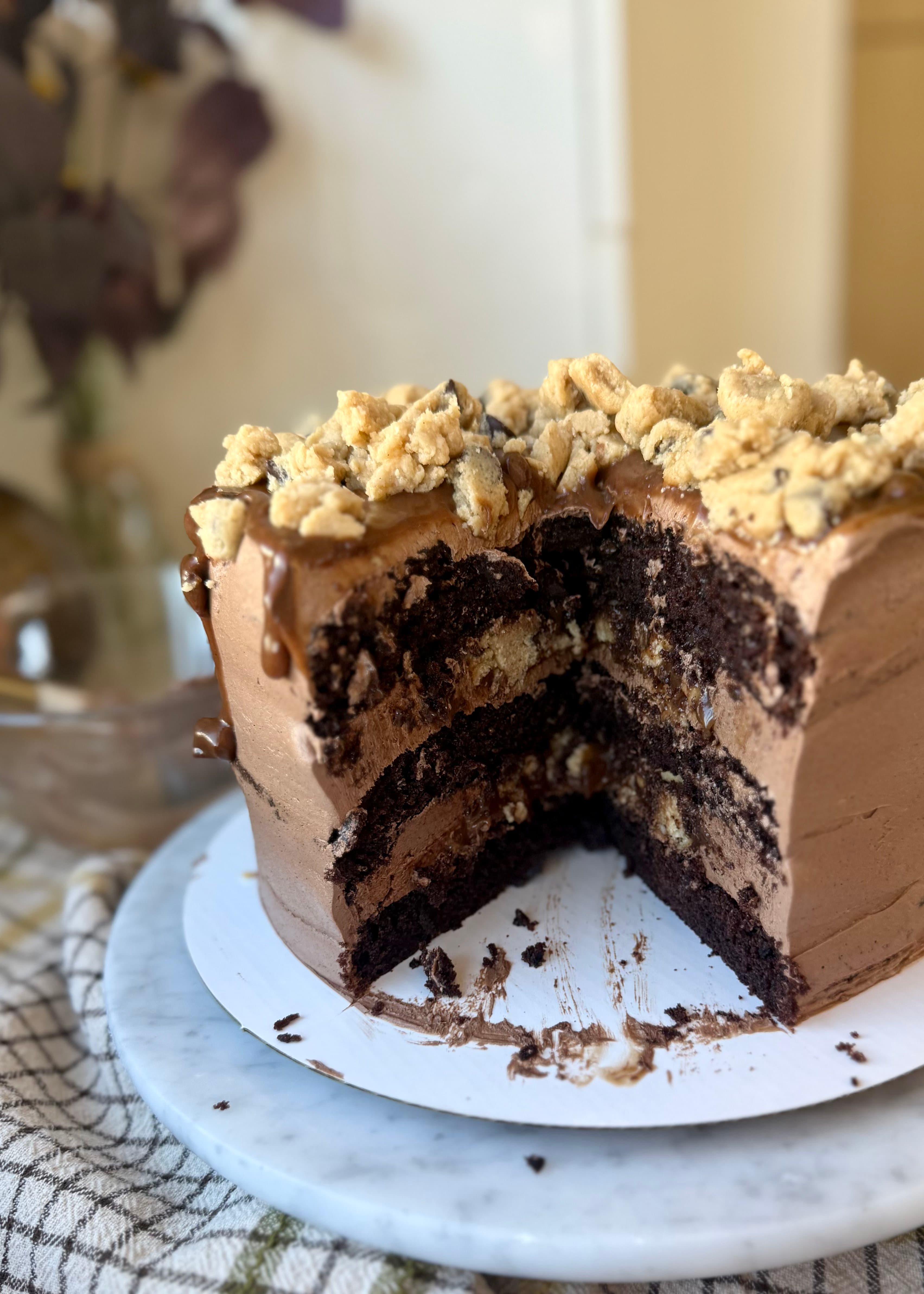 Chocolate Cookie Dough Lava Cake, finished and ready to serve