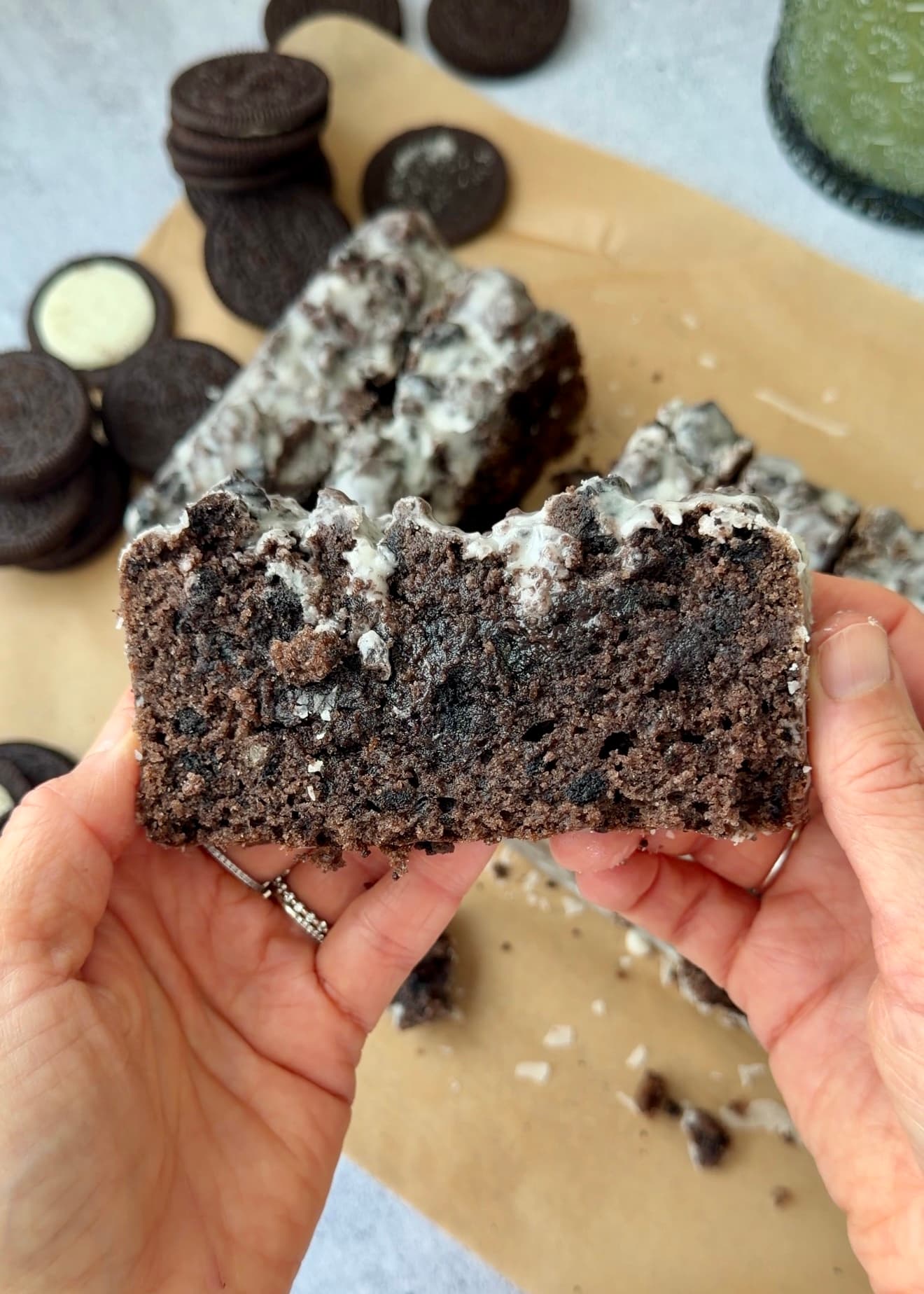 Chocolate Oreo Donut Loaf, finished and ready to serve
