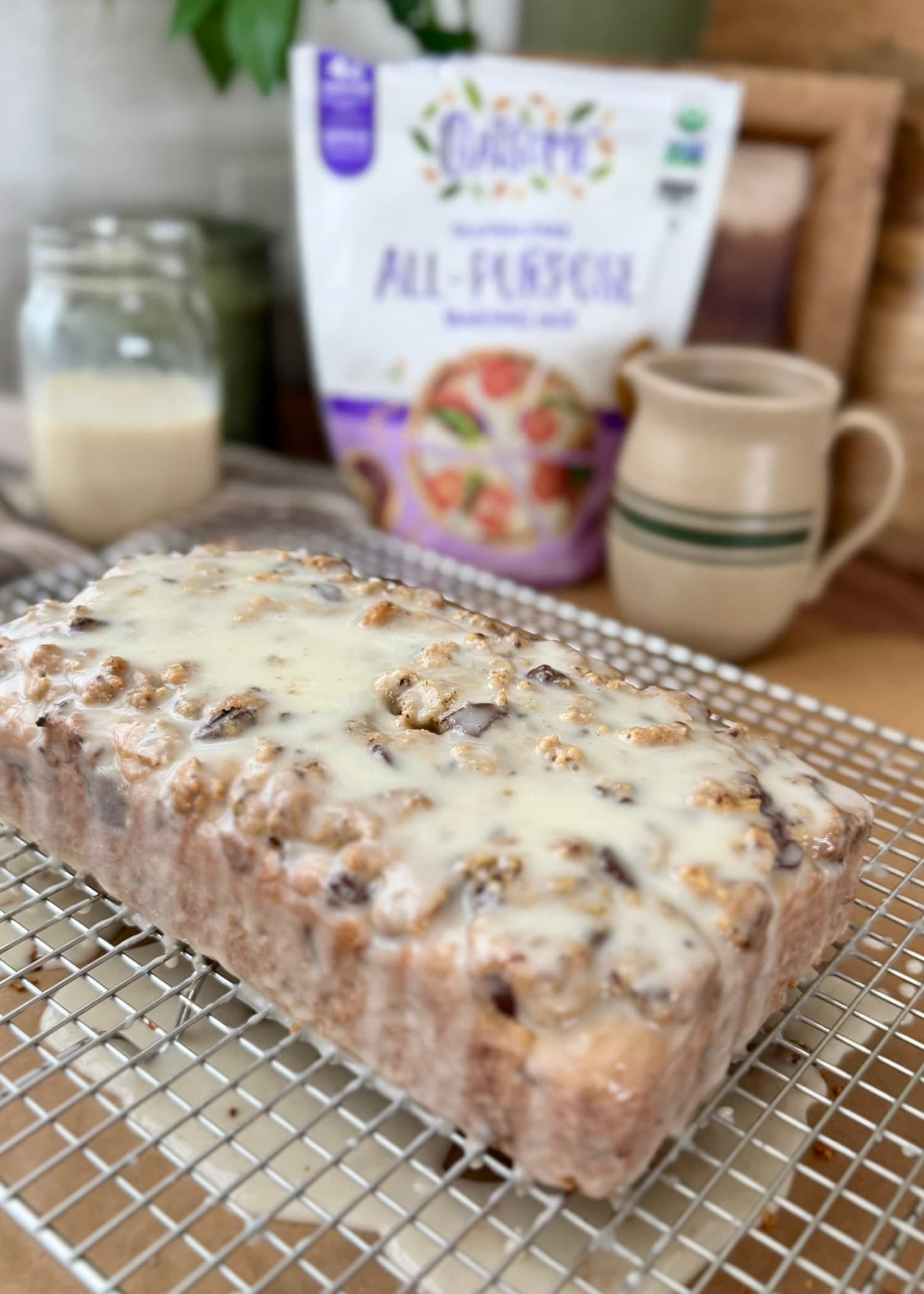 Gluten-Free Chocolate Chip Cookie Donut Loaf, finished and ready to serve