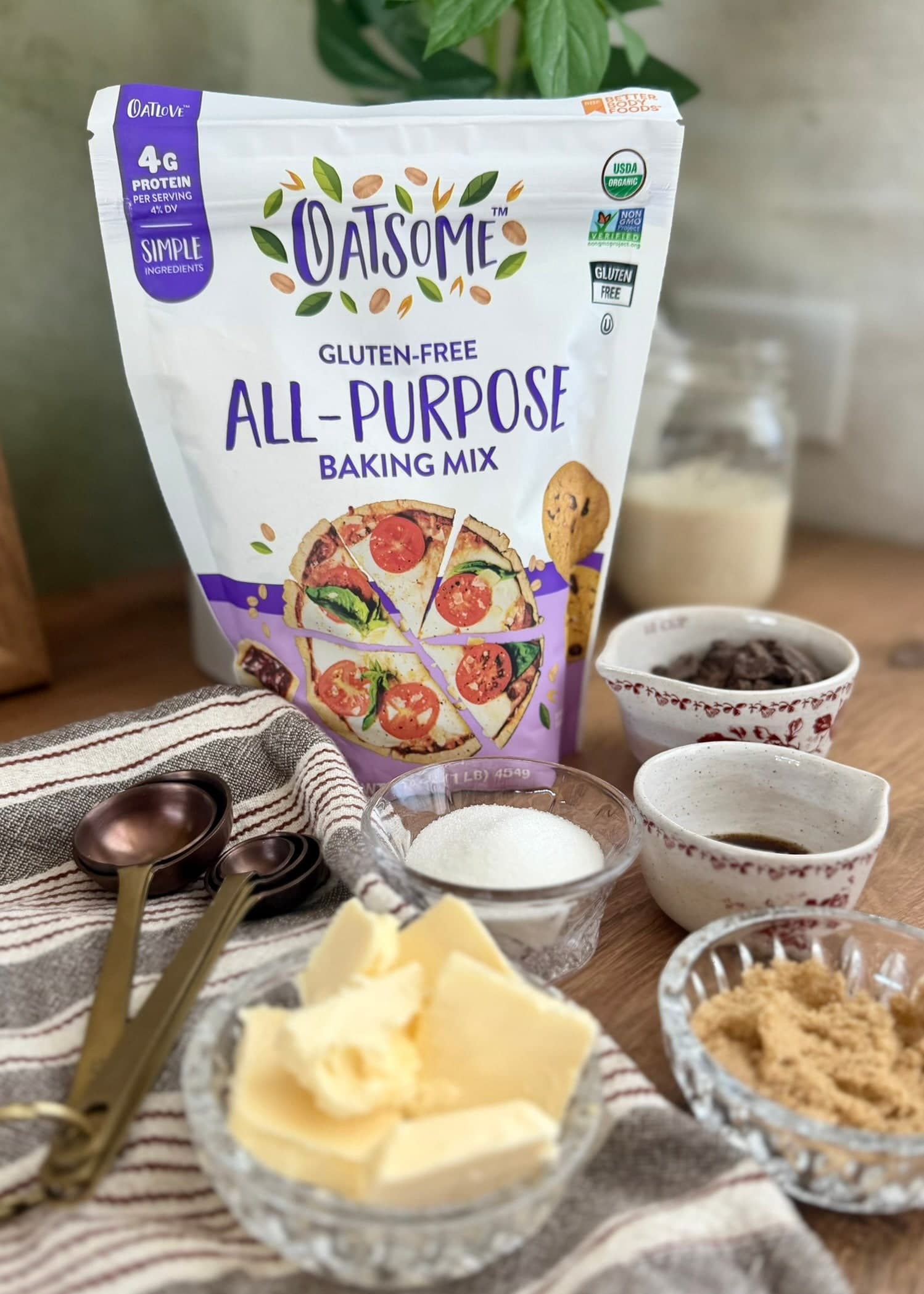 Oatsome Gluten-Free All-Purpose Baking Mix with the loaf ingredients