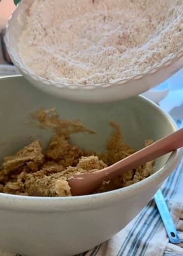 Layered Coffee Cake: streusel mixing