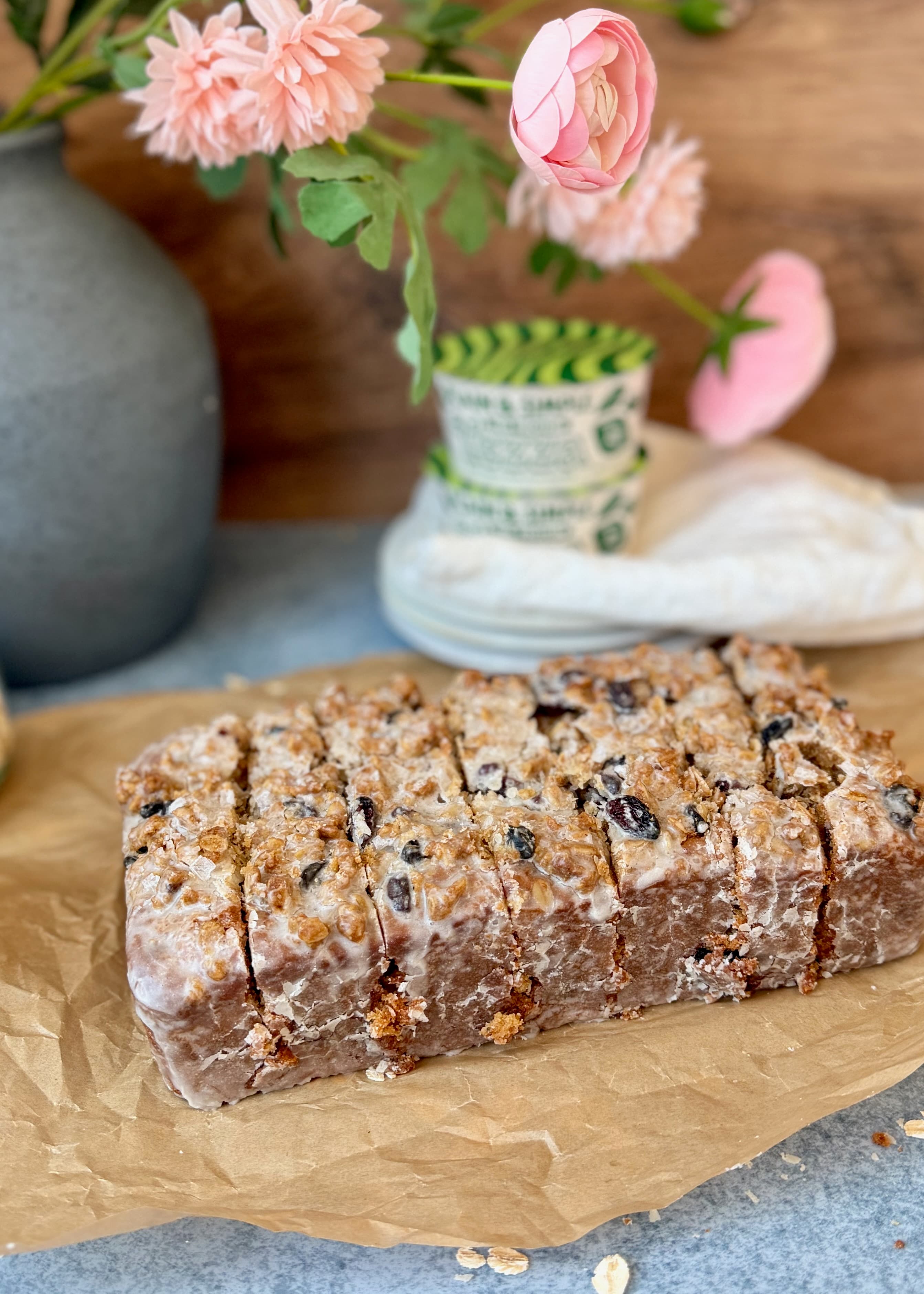 Oatmeal Cookie Donut Loaf, finished and ready to serve