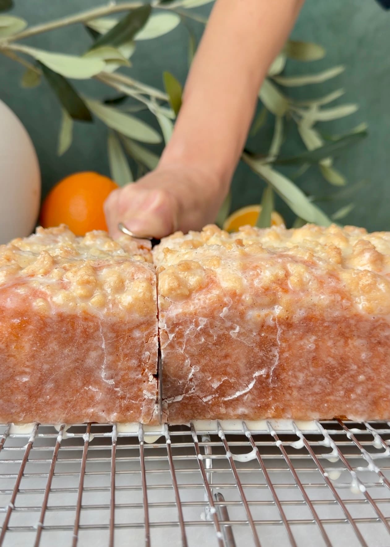 Orange Old-Fashioned Donut Loaf, finished and ready to serve