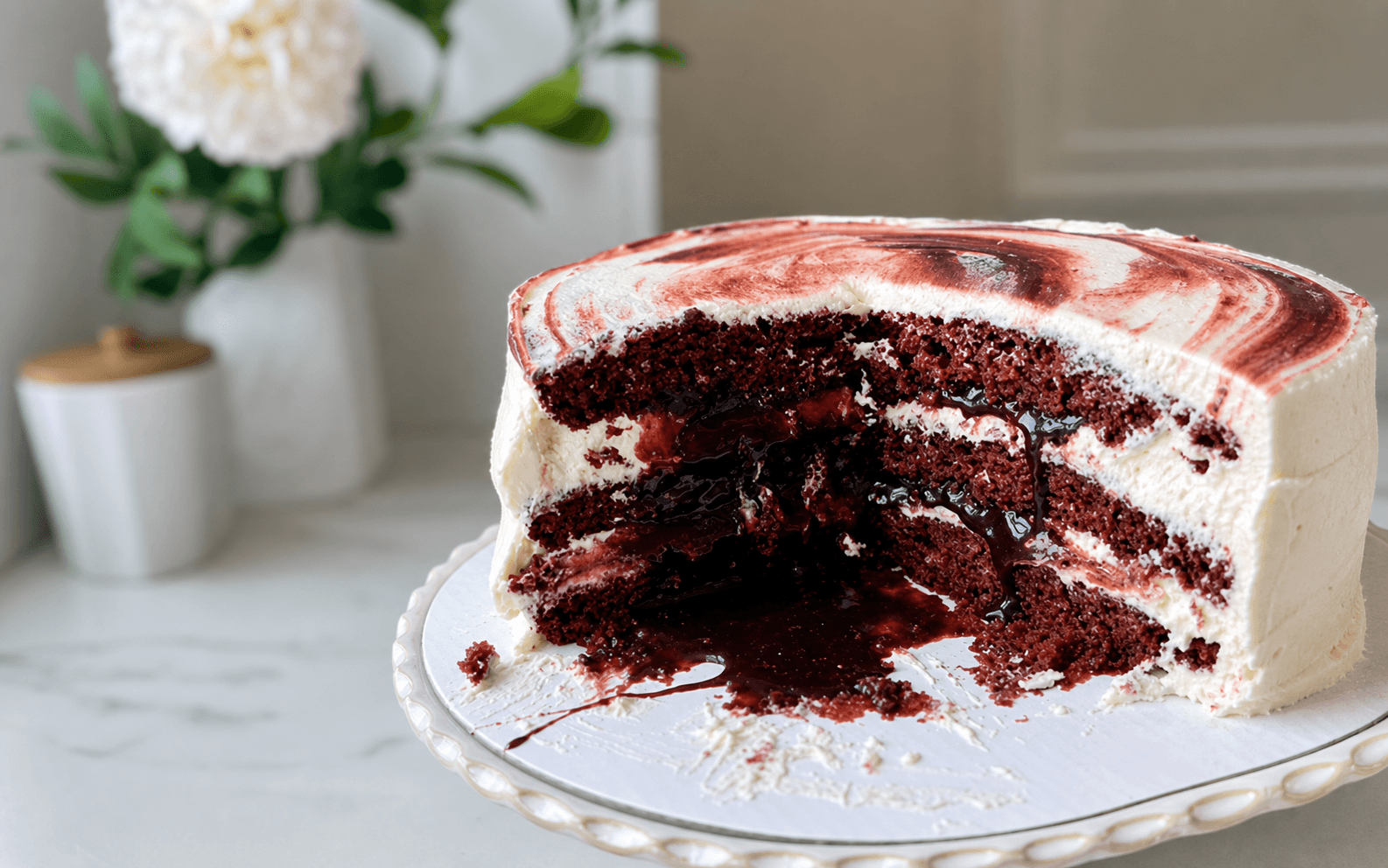 Red Velvet Lava Cake, finished and ready to serve