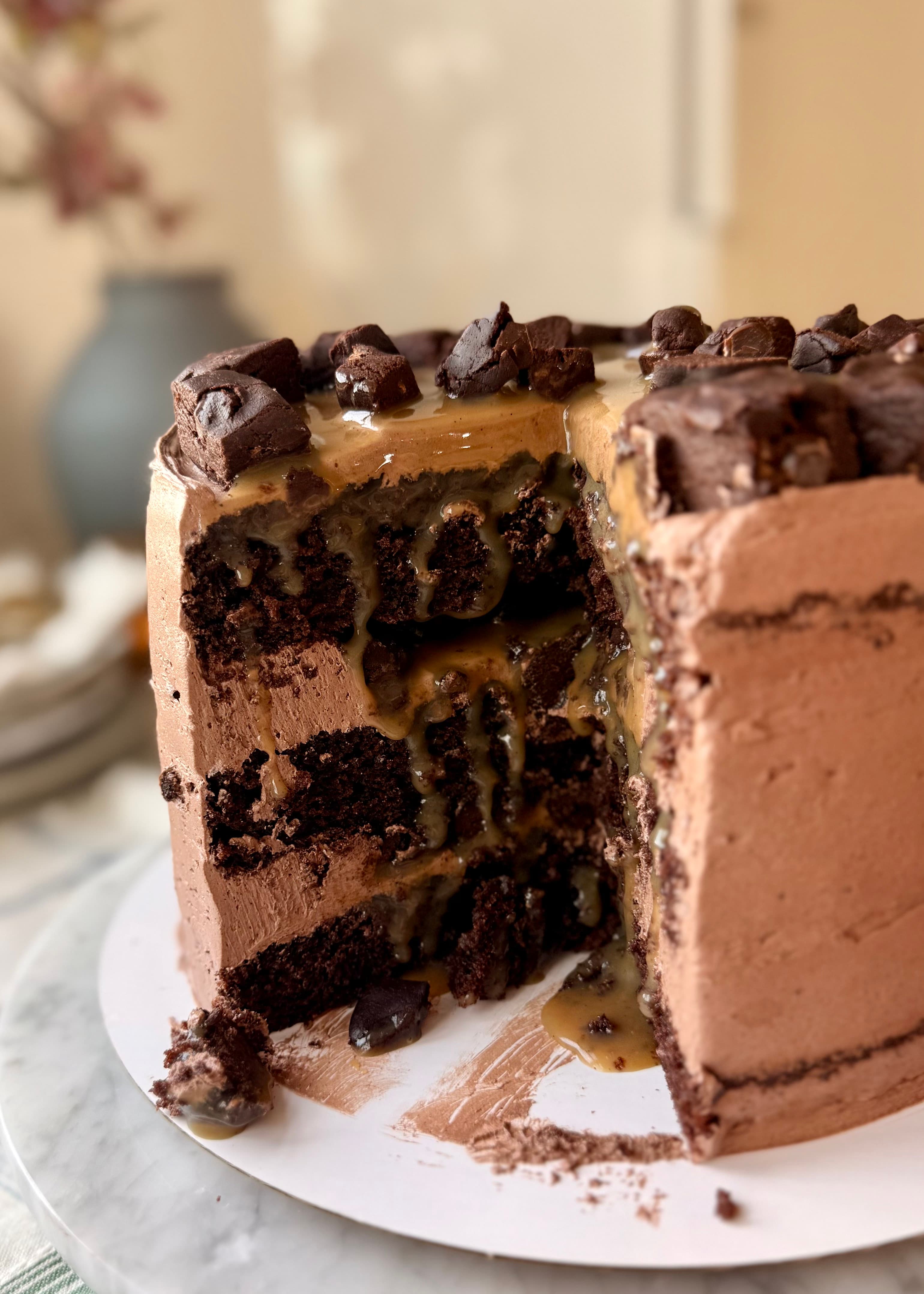 Salted Caramel Brownie Lava Cake, finished and ready to serve