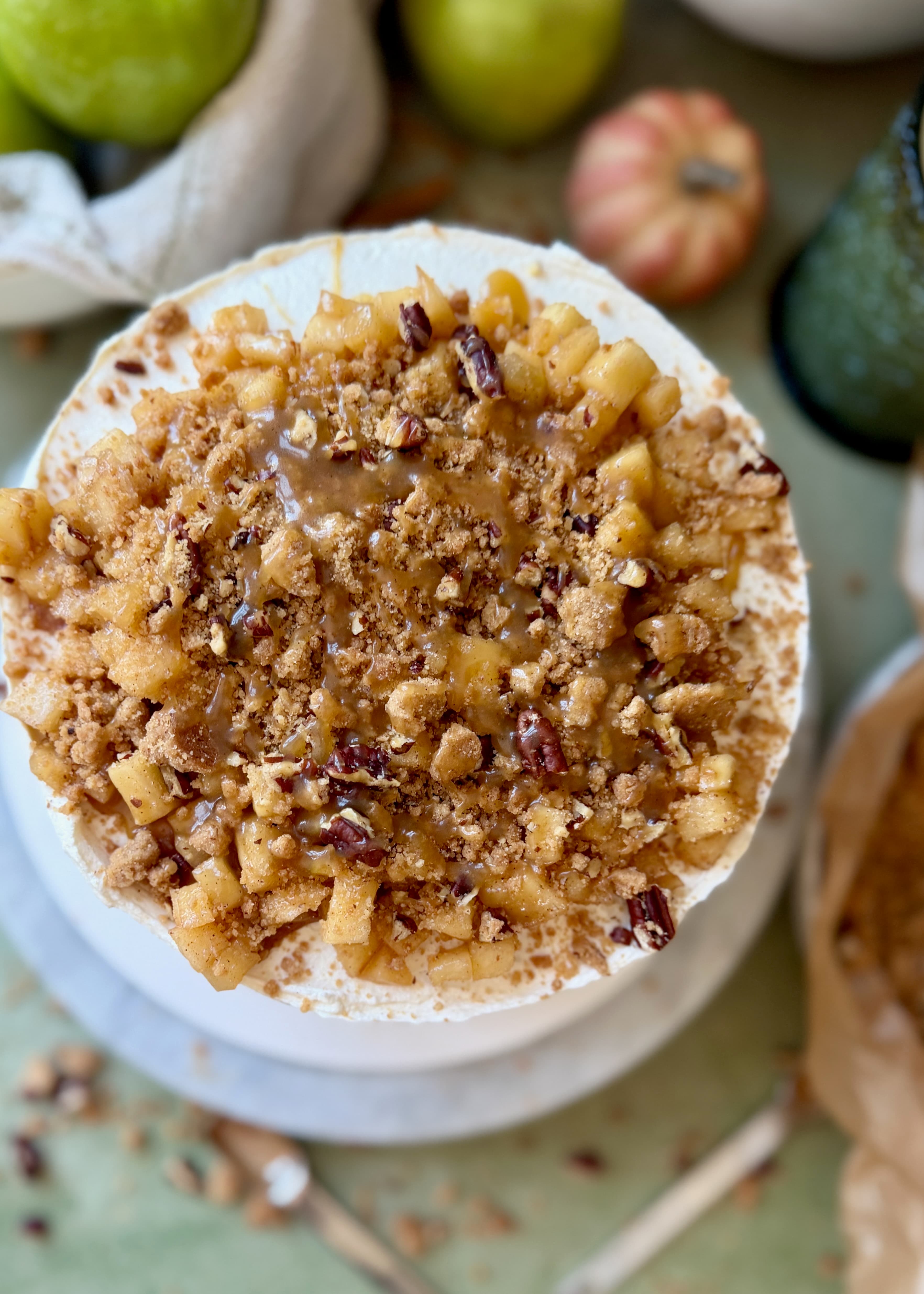 Salted Caramel Dutch Apple Pie Cake, finished and ready to serve