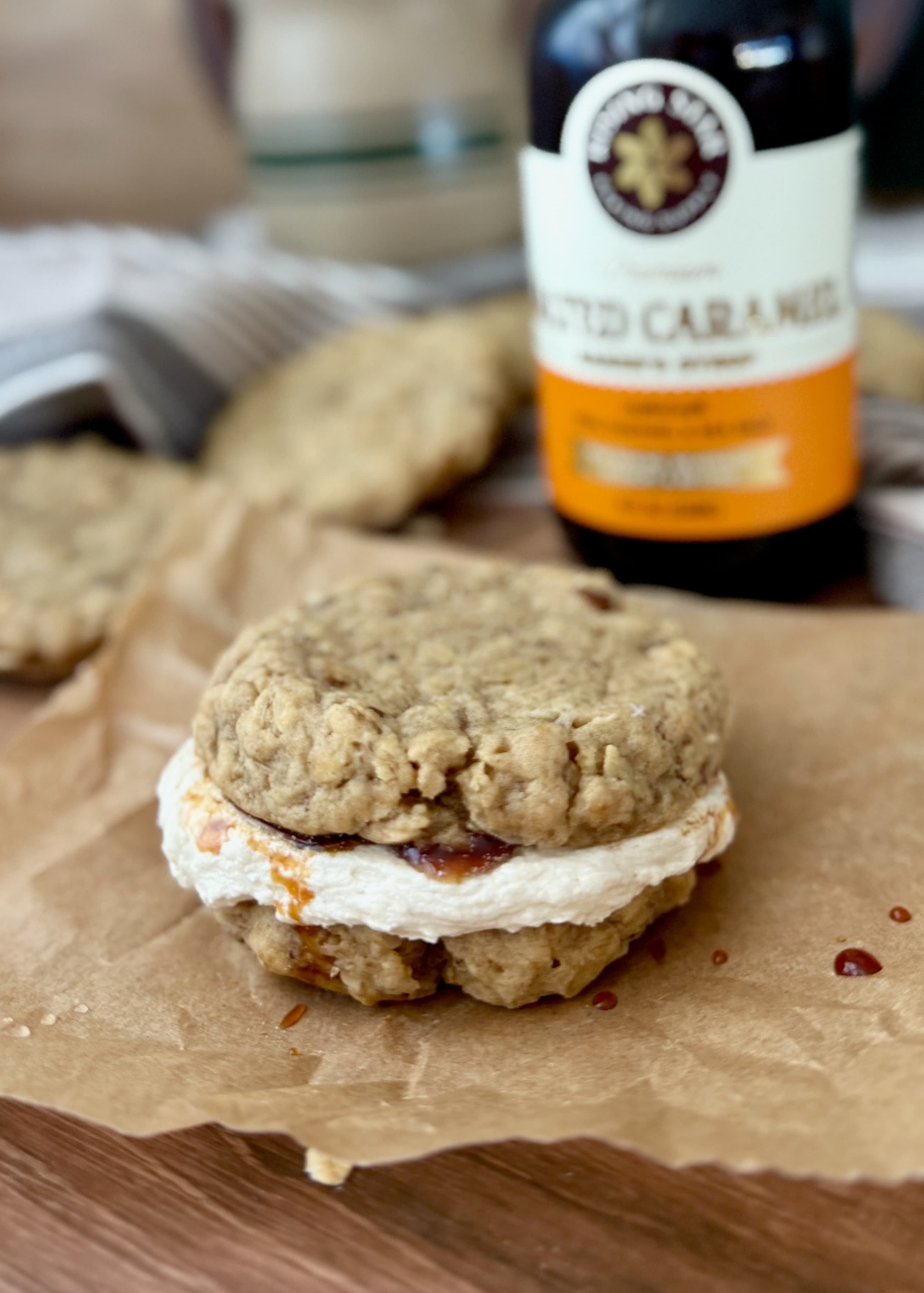 Salted Caramel Oatmeal Cream Pies, finished and ready to serve