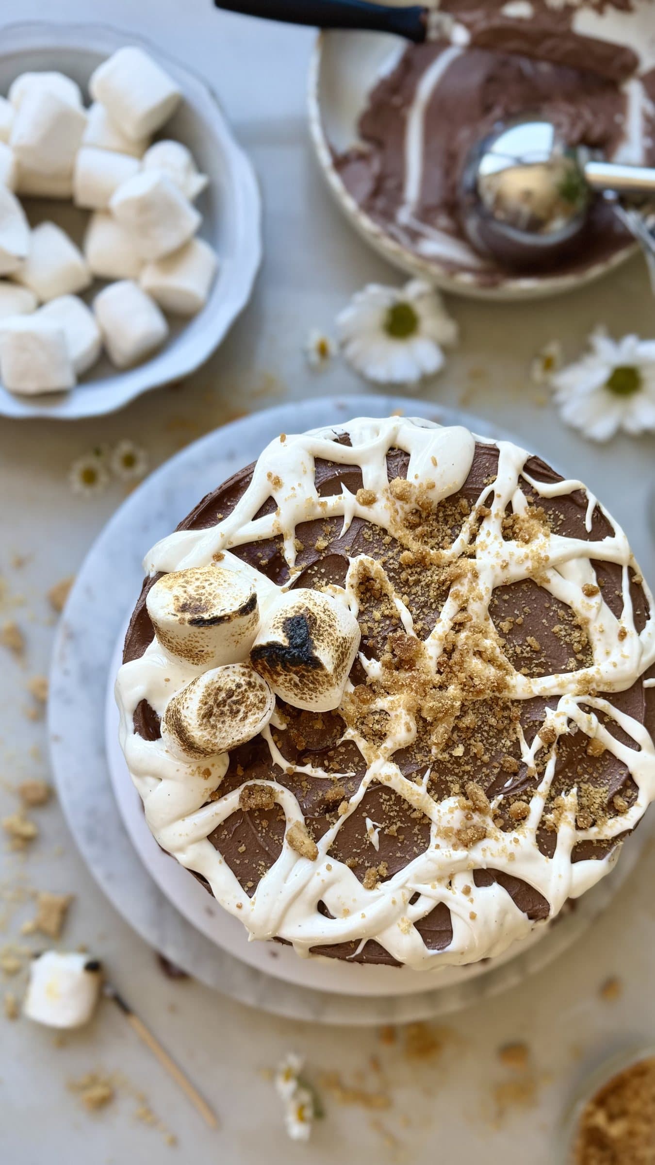S’mores Lava Cake with Marshmallow Filling, finished and ready to serve