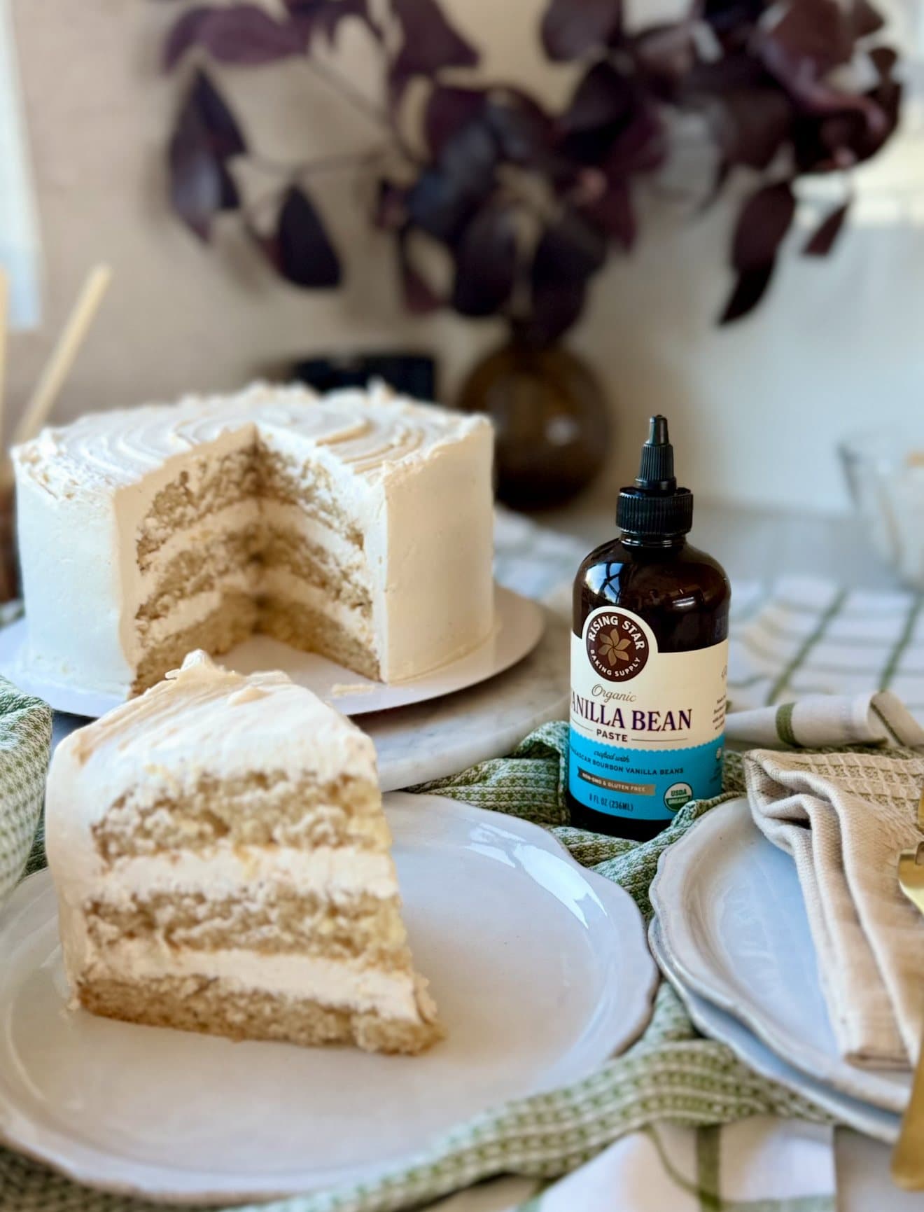 Vanilla Bean Layer Cake, finished and ready to serve