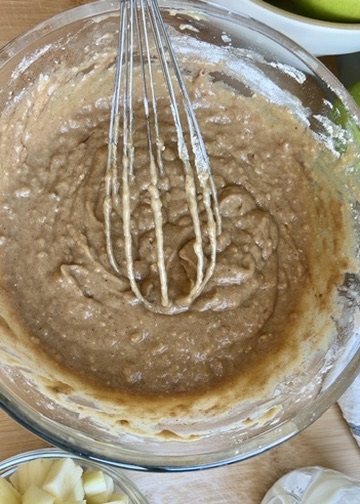 Spiced apple fritter donut loaf batter before adding the apples