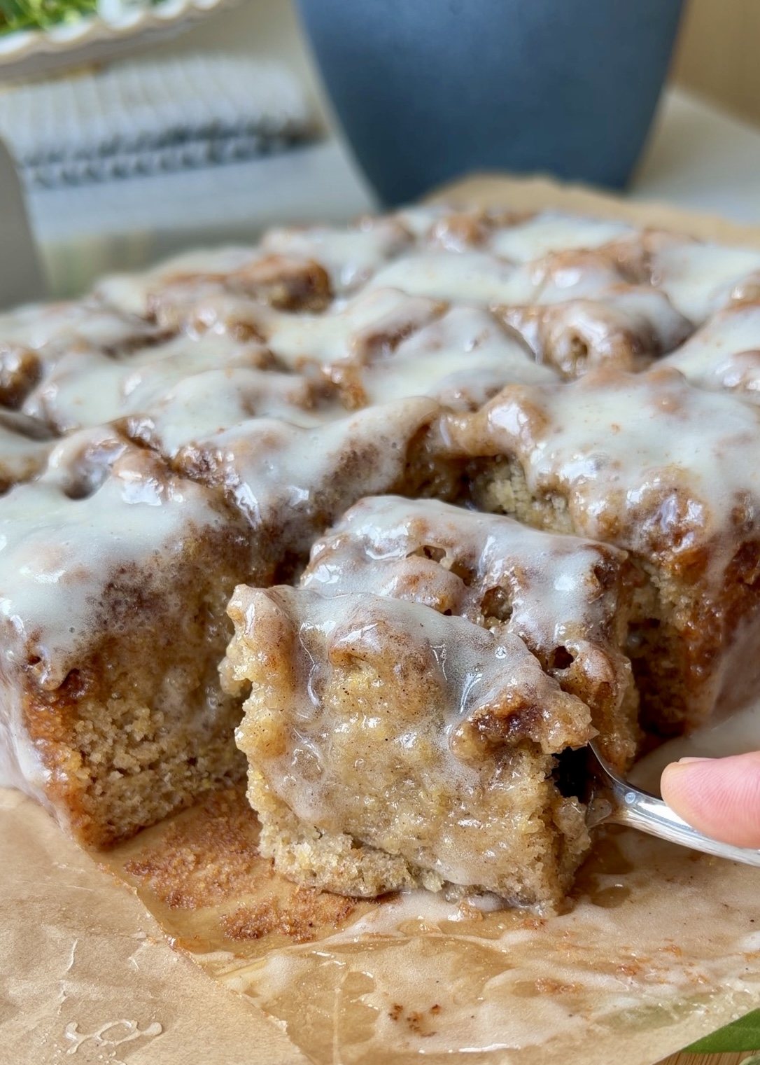 Warm Banana Cornmeal Cinnamon Roll Poke Cake: D1947940 2145 400F 8522 D75019B30BE7 1 201 a