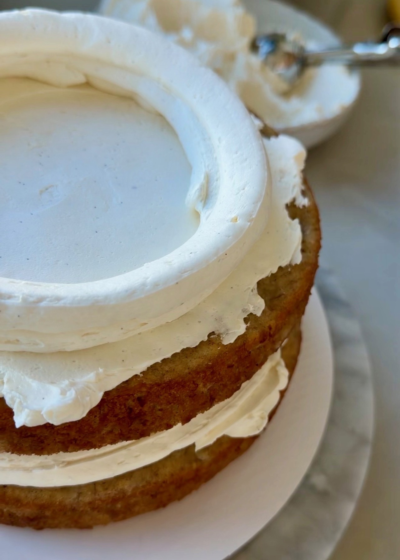 Banana Cinnamon Roll Lava Cake: stacked layers