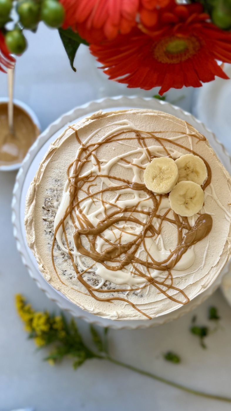 Banana Fluffernutter Lava Cake, finished and ready to serve