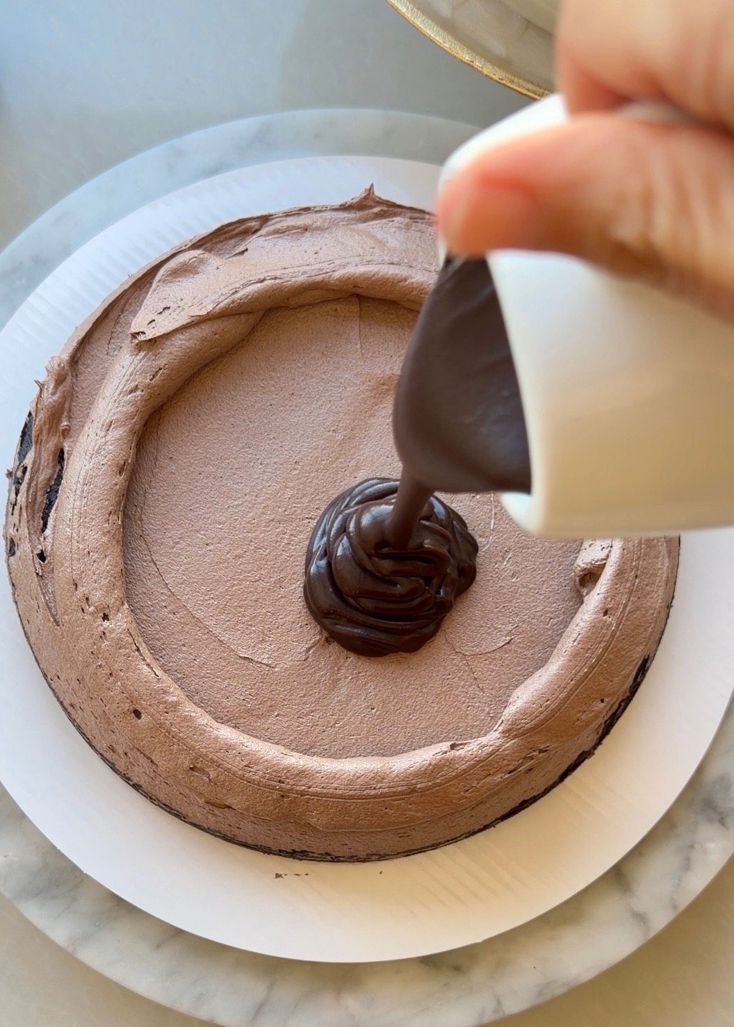 Brownie Lava Cake: lava pour overhead