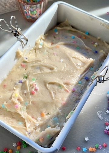 Cake Batter Donut Loaf: batter pan