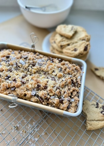 Chocolate Chip Cookie Donut Loaf: baked pan