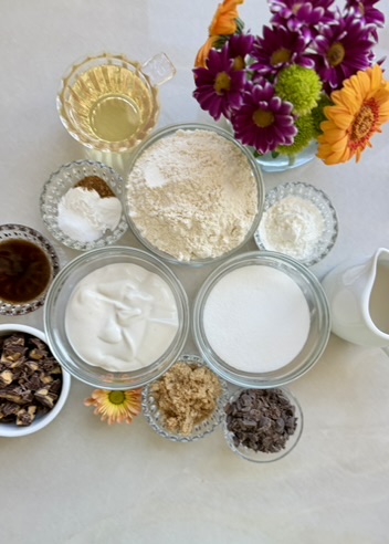 Chocolate Peanut Butter Cup Donut Loaf: loaf ingredients