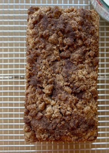 Snickerdoodle Donut Loaf: baked overhead