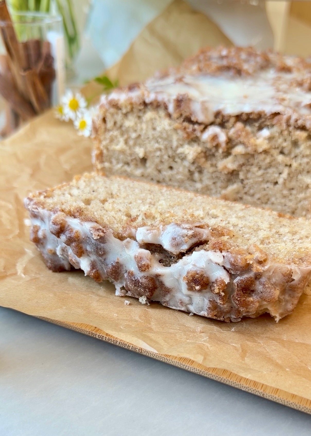Snickerdoodle Donut Loaf, finished and ready to serve