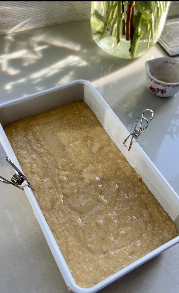 Cornbread Donut Loaf: batter pan