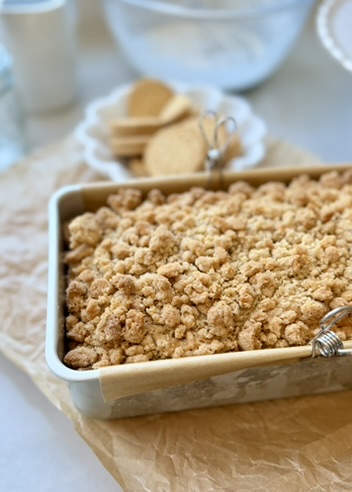 Golden Oreo Old-Fashioned Donut Loaf: baked streusel