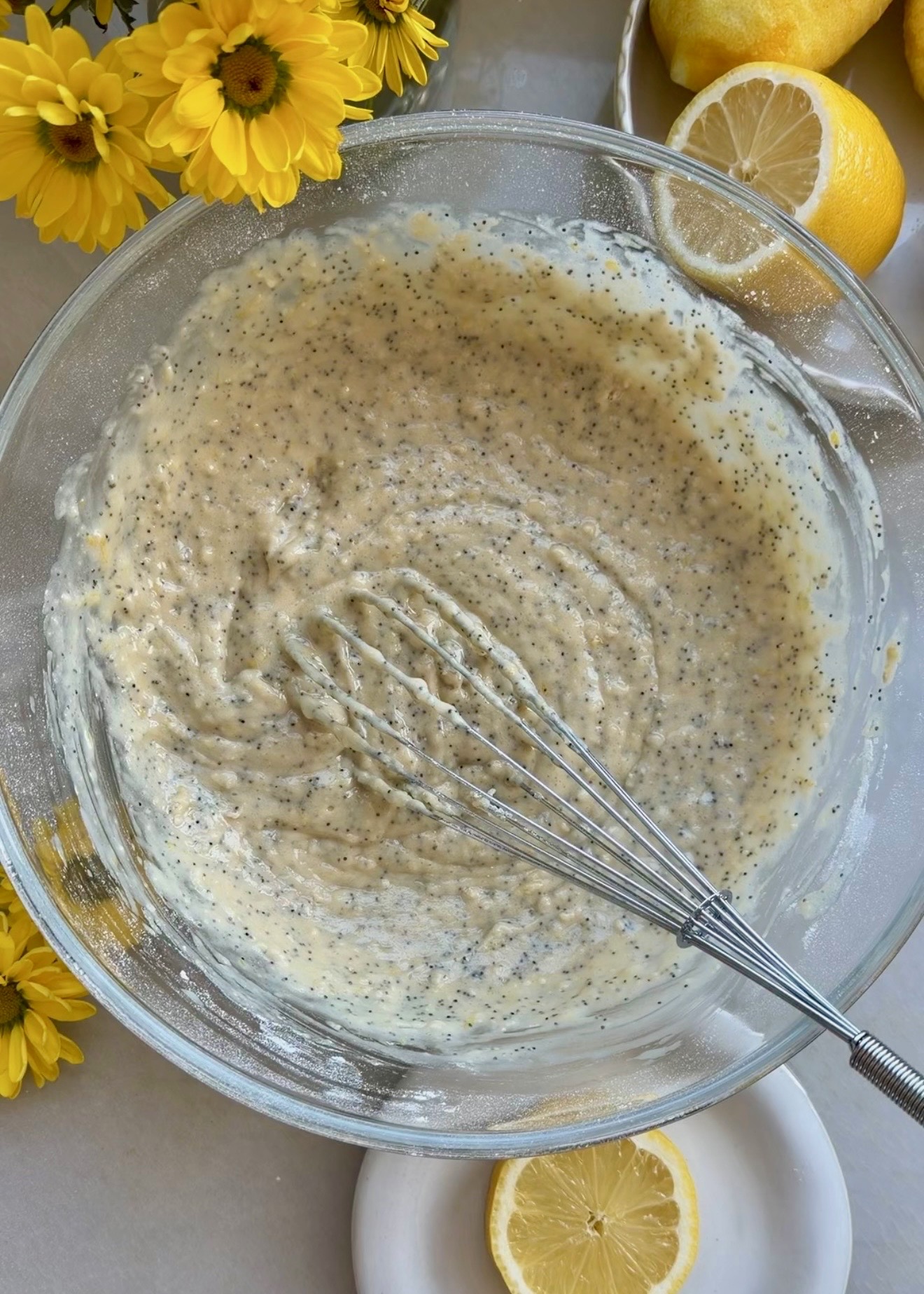 Lemon Poppy Seed Donut Loaf: batter