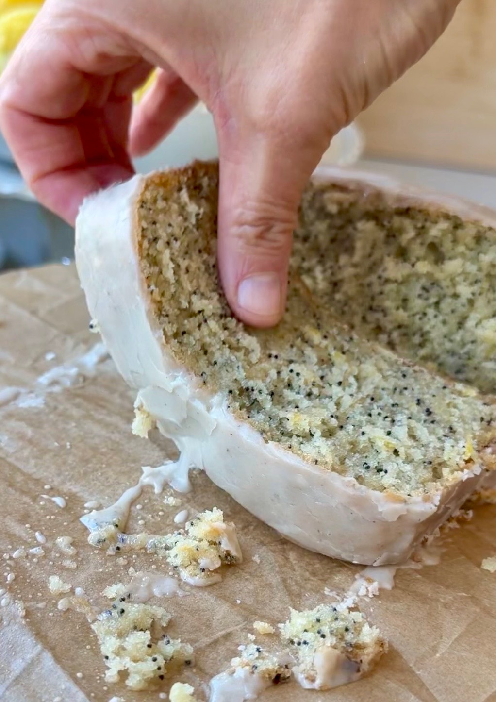 Lemon Poppy Seed Donut Loaf: soft crumb