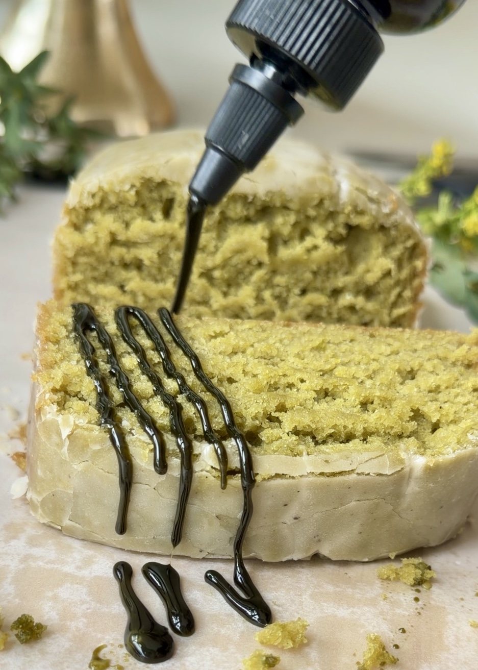 Matcha Donut Loaf, finished and ready to serve