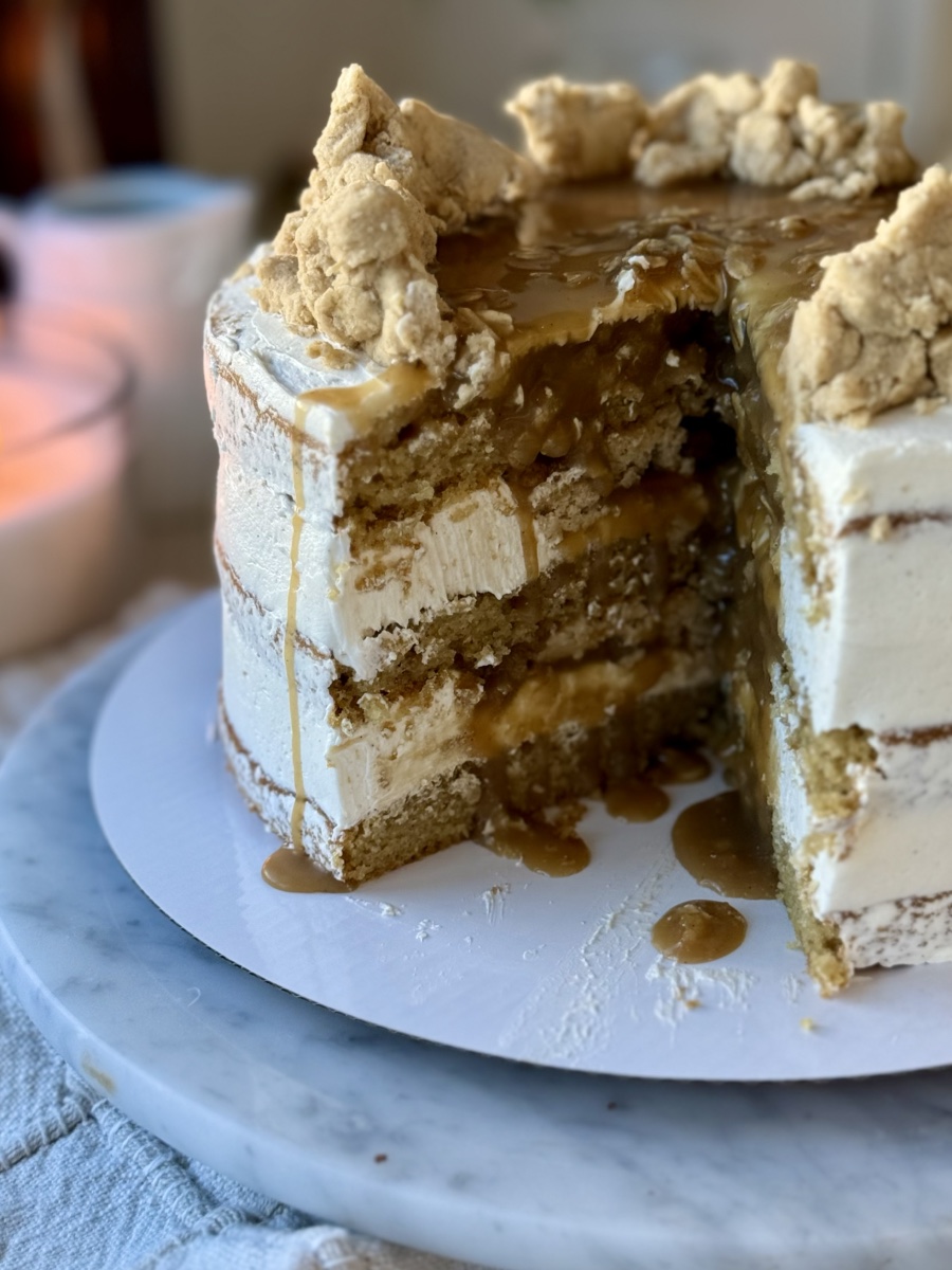 Oatmeal Cookie Dough Lava Cake, finished and ready to serve