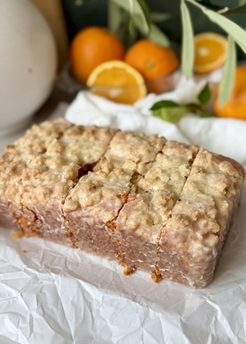 Orange Old-Fashioned Donut Loaf, finished and ready to serve
