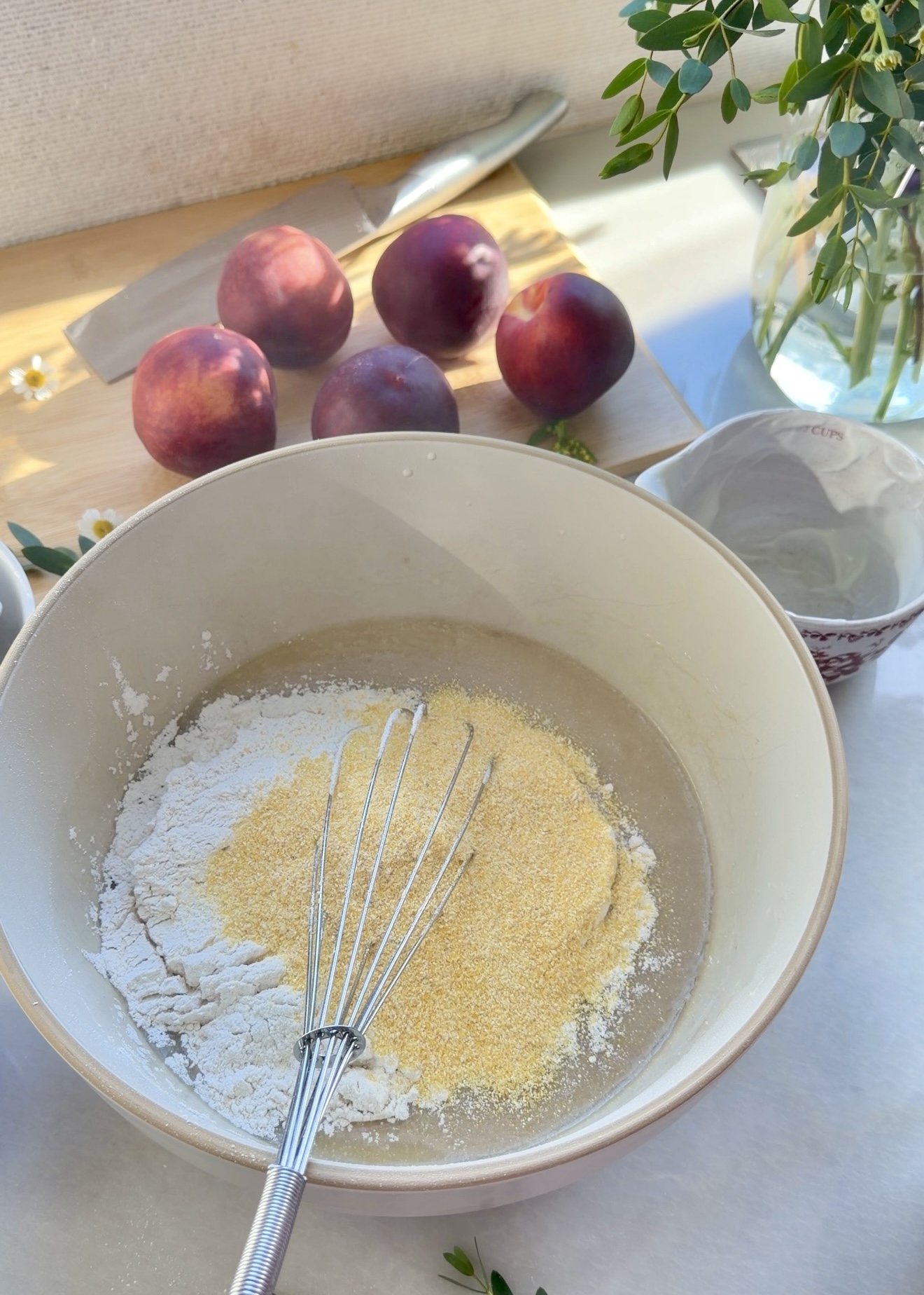 Peach Cornbread Donut Loaf: dry mix
