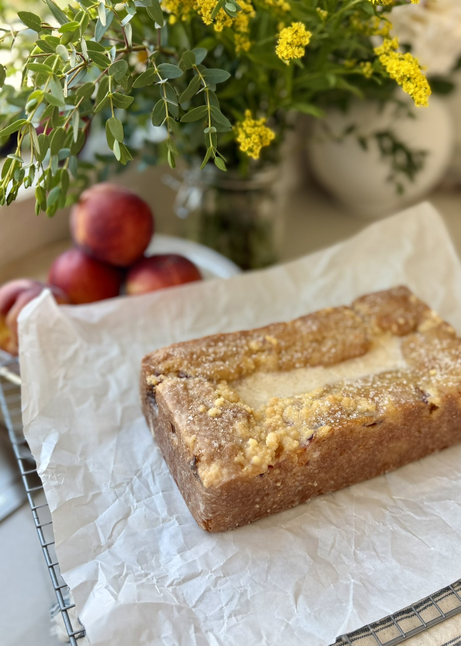 Peach Cornbread Donut Loaf: hero