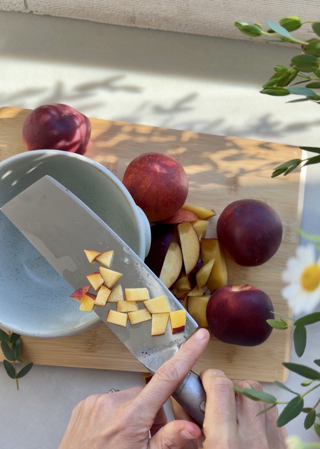Peach Cornbread Donut Loaf: peach dice