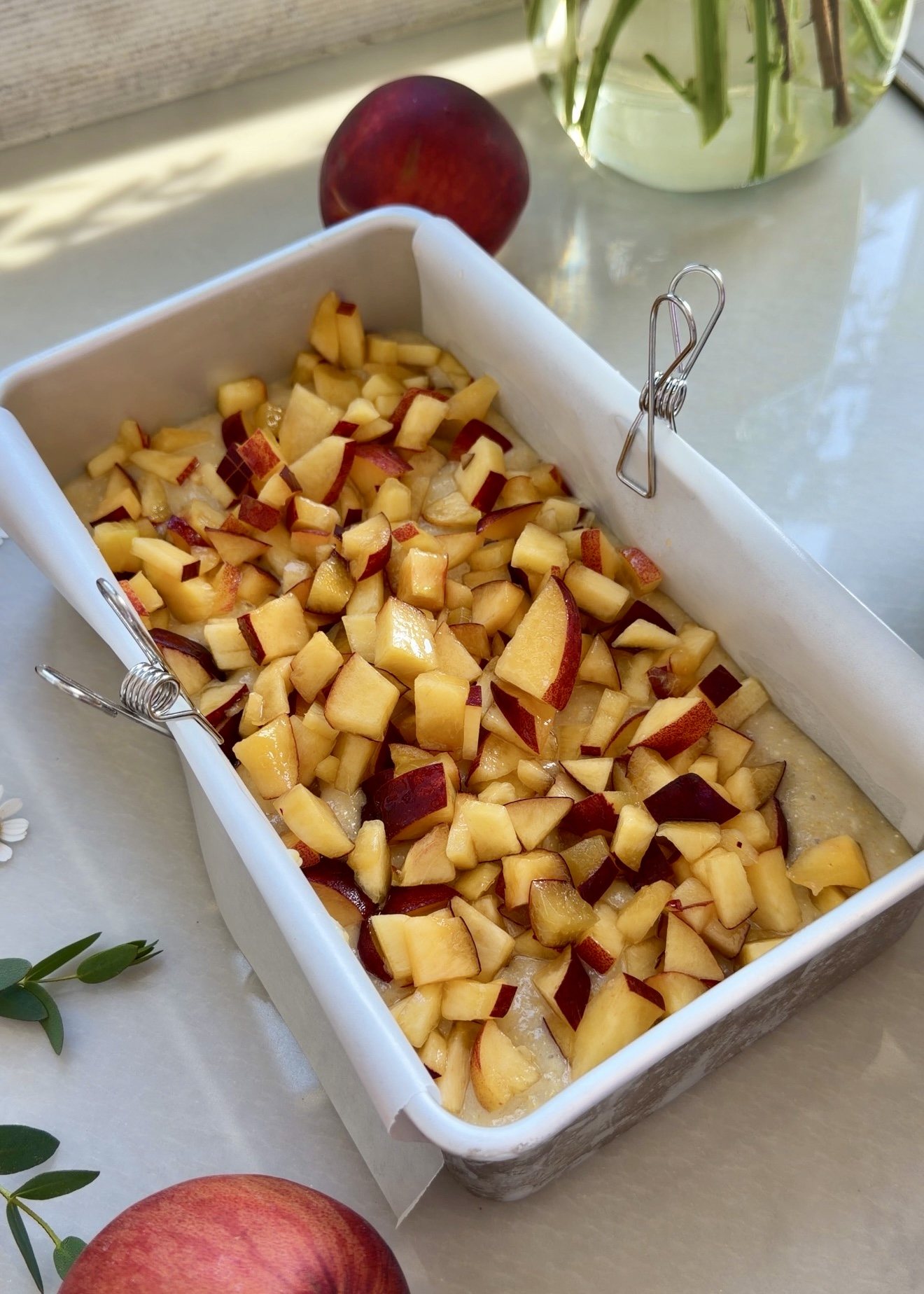 Peach Cornbread Donut Loaf: peach layer