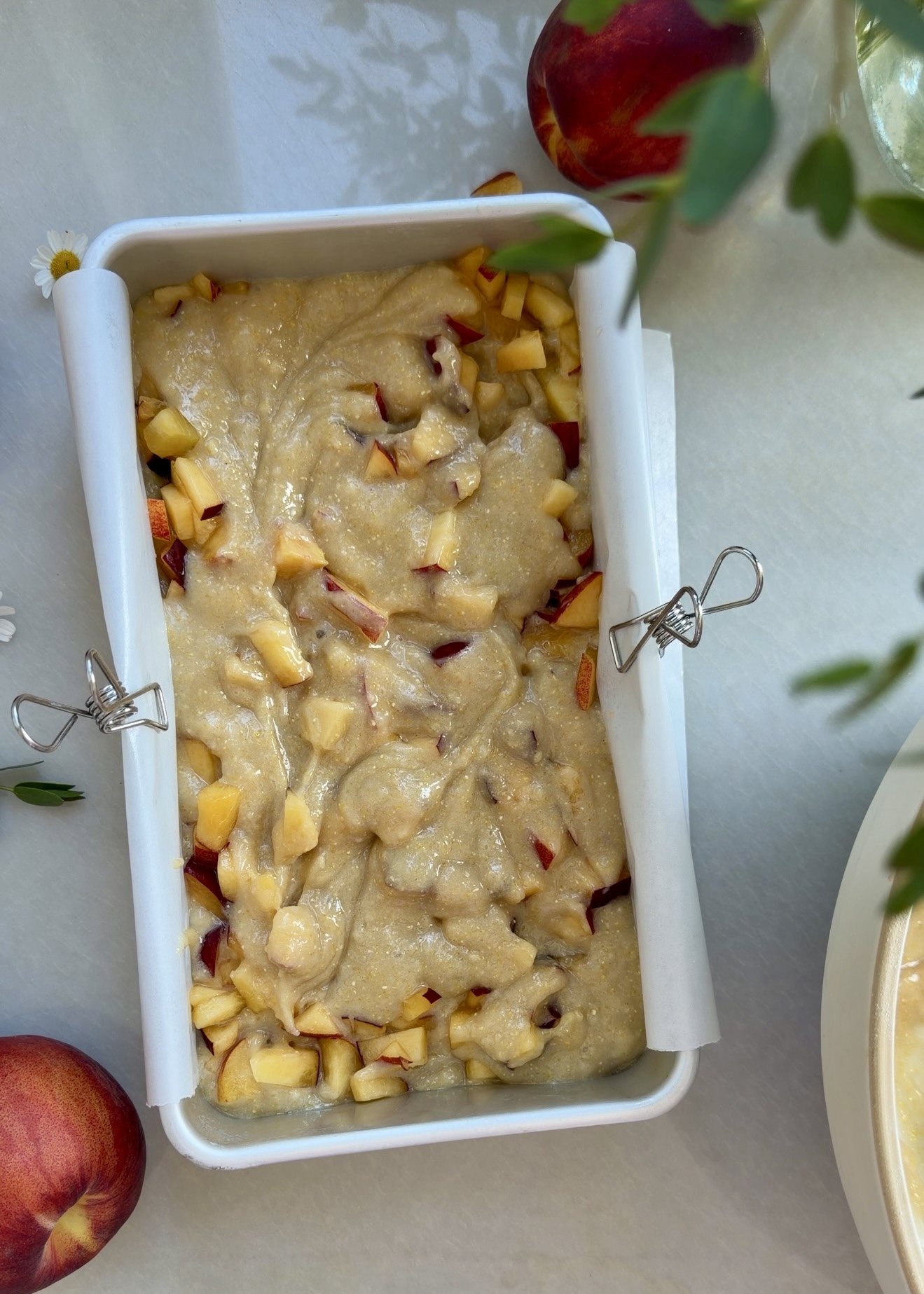 Peach Cornbread Donut Loaf: swirl