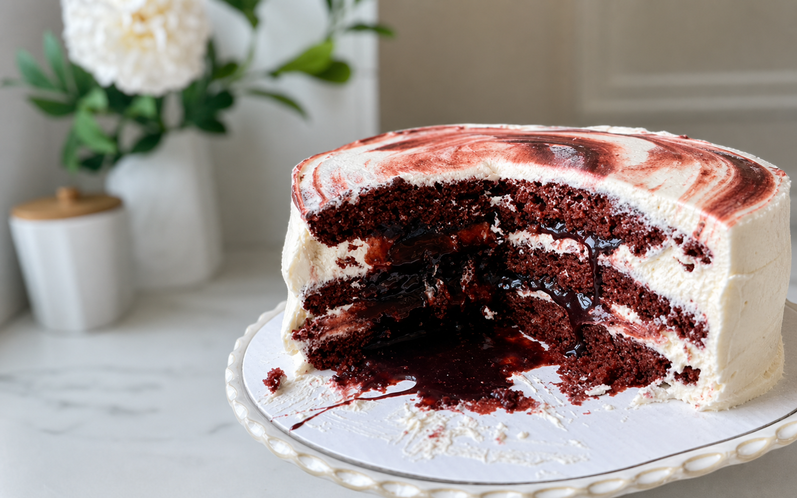 Red Velvet Lava Cake, finished and ready to serve