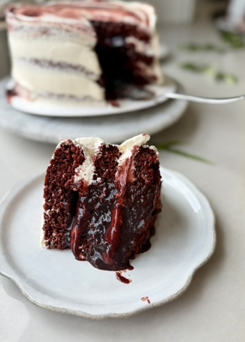 Red Velvet Lava Cake: hero lava slice